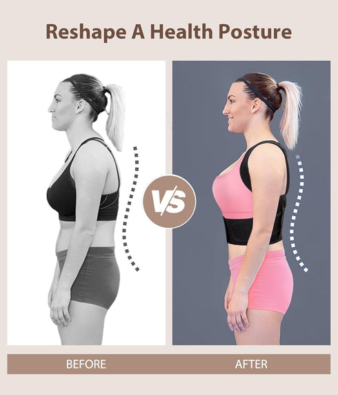 URSEXYLY Posture Corrector for Women - Adjustable Upper Back Brace Support for Pain Relief (M/L, Black)