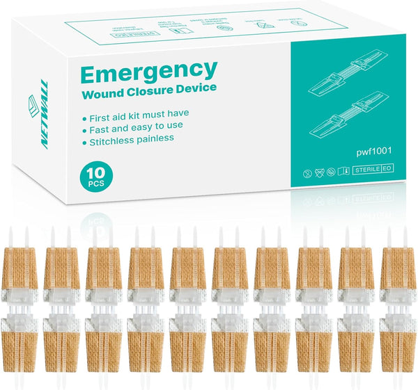 NETWALL Emergency Wound Closure Strips - 10 Pack Zip Laceration Closure Device, Painless