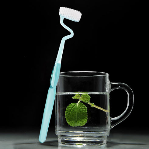 Soft S-Shaped Manual Toothbrush for Adults - Nano Floss Bristles Vertical Tooth Brush (1 Green)