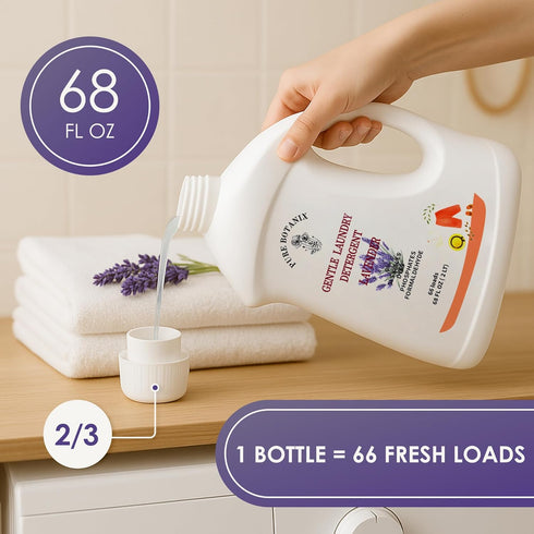 Pure Botanix 68 Oz 66 Lavender Plant-Based Hypoallergenic Laundry Detergent, Gentle & Non-Toxic Soap for Sensitive