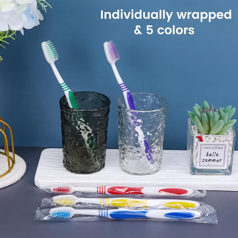 30 pcs Bulk Toothbrushes Individually Wrapped, Colorful Manual Disposable Travel Toothbrushes for Adults & Kids
