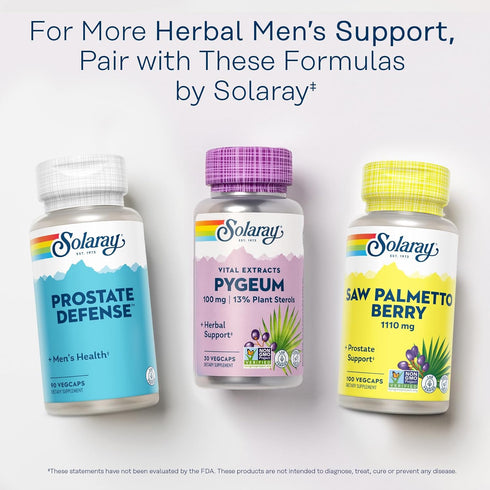 SOLARAY Pygeum Bark Extract, 100mg, One Daily for Healthy Prostate Support, 30 VegCaps