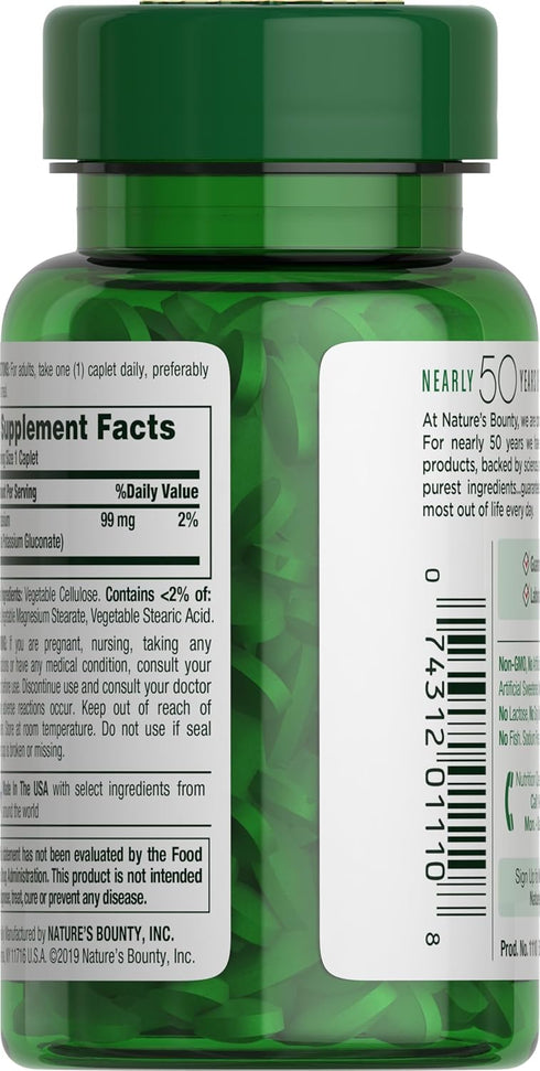 Nature's Bounty Potassium, 99 mg, 100 Caplets - Supports Fluid Balance
