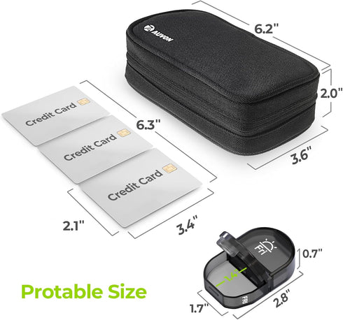 AUVON Canvas Bag Travel Pill Organizer, Large AM/PM Weekly Pill Box with Portable Black Zipper Cloth Bag