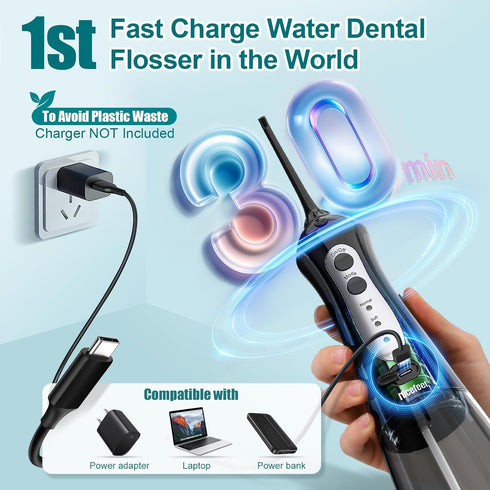 Nicefeel Water Dental Flosser - Portable Oral Irrigator, 3 Modes, 300ML Tank, IPX7 Waterproof, for Tonsil Stone