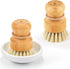 SUBEKYU Bamboo Dish Scrub Brushes Set of 2, Kitchen Wooden Cleaning Scrubbers for Washing Cast Iron Pan/Pot, Natural