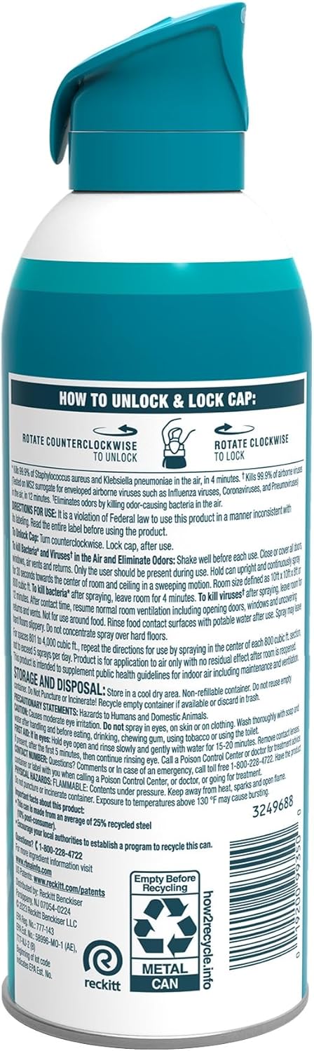 Lysol Air Sanitizer Spray, For Air Sanitization and Odor Elimination, Simple Fresh Scent, 10 Fl. Oz (Pack of 3)