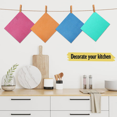 Swedish Dish Cloths - 10 Pack Reusable Kitchen Dishcloths, Ultra Absorbent for Washing Dishes