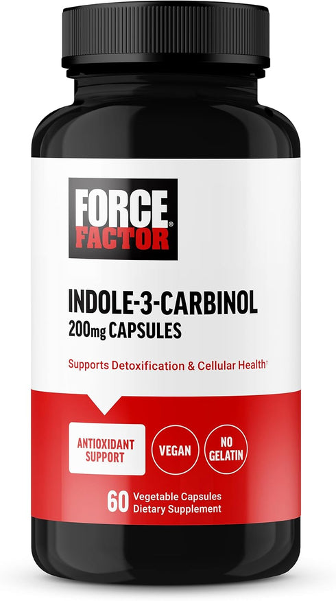 FORCE FACTOR Indole 3 Carbinol 200mg Detox and Antioxidant Supplement, Vegan, 60 Capsules