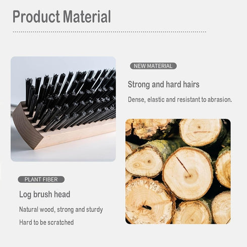 Swimming Heavy Duty Push Broom Stiff Bristle Broom Brush with Solid Wood Broom Head Indoor Outdoor Floor Scrubber