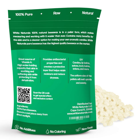White Beeswax Pellets 8 oz, Pure Natural Cosmetic Grade Bees Wax Pastilles, Great for DIY Lip Balms, Lotions