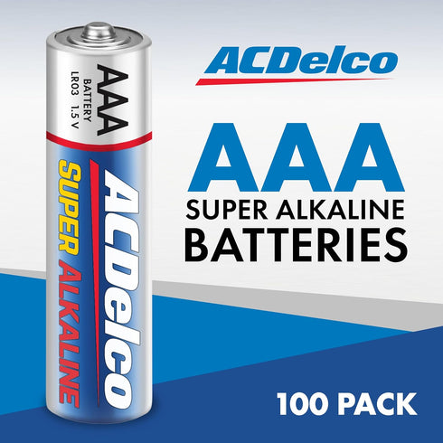 Powermax 10-Year Packaging, 100 Count ACDelco AAA Batteries, Maximum Power Super Alkaline Battery, Shelf Life