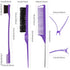 12 Pieces Hair Brush Set, Nylon Teasing Hair Brushes 3 Row Salon Teasing Brush, Double Sided Hair Edge Brush Smooth Comb Grooming, Rat Tail Combs with Duckbill Clips for Women Girls (Purple, Black)