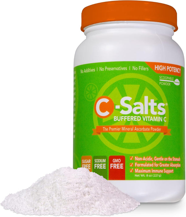 Buffered Vitamin C Powder Supplement, High Absorption Immune Support Drink with Ascorbate C, Organic, Vegan, 8oz