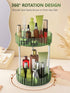 WNYT 360 Rotating Makeup Organizer, 2 Tiers, Acrylic Cosmetic Skincare Perfume Organizer, Green for Vanity Countertop