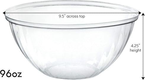 PLASTICPRO Disposable Round Crystal Clear Serving Bowls With Lids Party Snack or Salad Bowl, Plastic Clear Chip Bowls, Party Snack Bowls, Candy Dish, Salad (2, 96 OUNCE) by PLASTICPRO