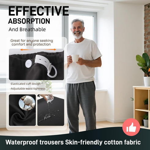 Yodilala TPU Waterproof and Leak-Proof Reusable Incontinence Pants, Leak-Proof and Washable Urinary Incontinence Pants