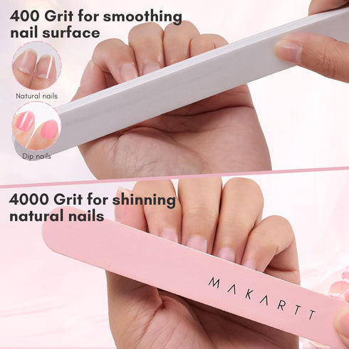 Makartt Nail File and Buffer, Pink Basic Nail Prep Kit with Cuticle Trimmer & Nail Care Tools