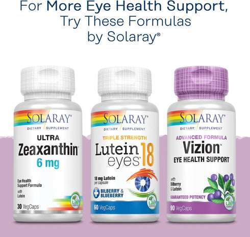 Bilberry Extract 160 mg SOLARAY, Eye Health & Circulation Support, 36% Anthocyanosides Plus Blueberry, Vegan, 30 VegCaps