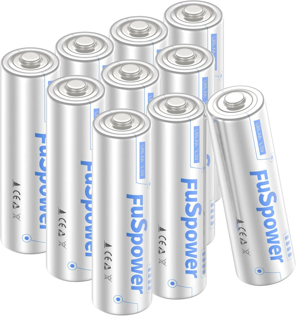 AA Batteries 10-Pack, 1.5V LR6 Alkaline, 10-Year Shelf Life for Clock, Remote Controllers