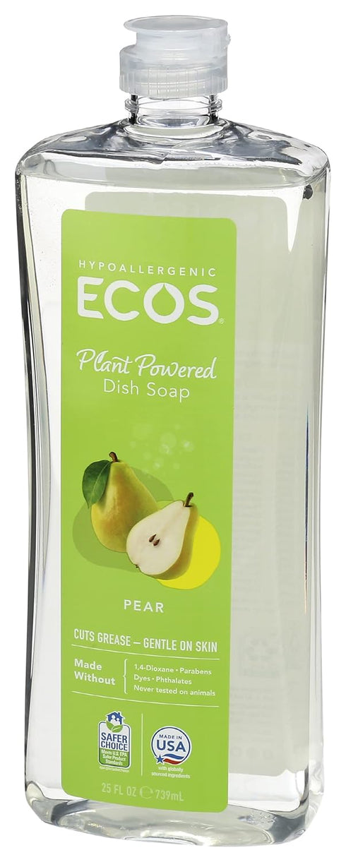 ECOS Dishmate Dishwashing Liquid, Earth Friendly Products, Natural Pear, 25 Fl Oz