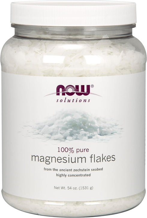 NOW Foods Solutions Magnesium Flakes, 100% Pure, Highly Concentrated, 54-Ounce, from the Ancient Zechstein Seabed