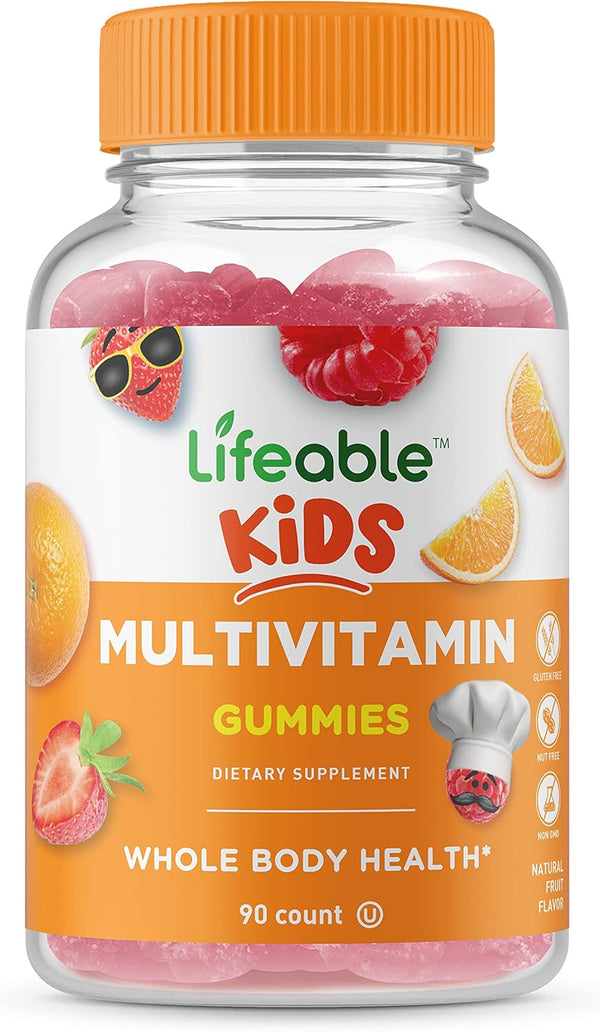 Lifeable Kids Multivitamin Gummy – Vegetarian, GMO Free – with Vitamins A, C, D, E, B6, B12, Zinc, Biotin, Folic Acid,
