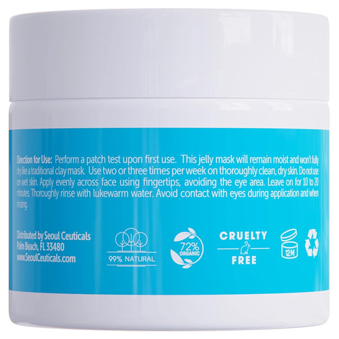 SeoulCeuticals Hyaluronic Acid Jelly Face Mask – Rice Bran + Vit B5 + Rosehip Anti Aging K Beauty Skincare, 2oz
