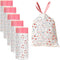 4 Gallon Trash Bags, Drawstring Small Trash Bags 1.1mil Thick for Bathroom, Kitchen, Bedroom, Office (White-Pink, 75