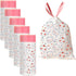 4 Gallon Trash Bags, Drawstring Small Trash Bags 1.1mil Thick for Bathroom, Kitchen, Bedroom, Office (White-Pink, 75