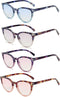 100 CLASSIC 4-Pack Trendy Colored Lens Cateye Reading Glasses for Women - Spring Hinges Fashion Eyeglasses (1.25x)