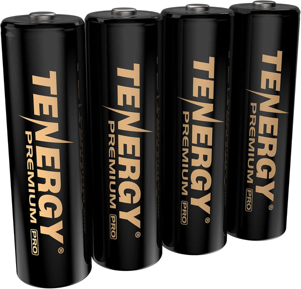 Tenergy Premium PRO Rechargeable AA Batteries, 4 Pack, High Capacity 2800mAh NiMH