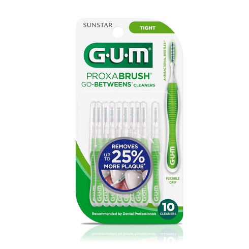 GUM Proxabrush Go-Betweens - Tight - Interdental Brushes - Soft Bristled Dental Picks for Plaque Removal & Gum Health - Safe for Braces & Dental Devices, 10ct