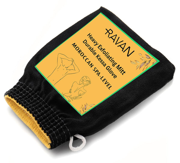 Ravan Authentic Moroccan Kessa - Handcrafted Exfoliant Spa Level Glove with Coarse Texture Durable Design