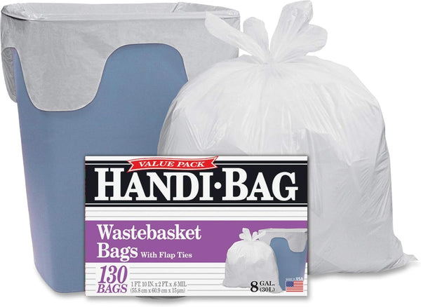 Handi-Bag HAB6FW130 Super Value Pack, 8gal, 0.6mil, 22 x 24, White (Box of