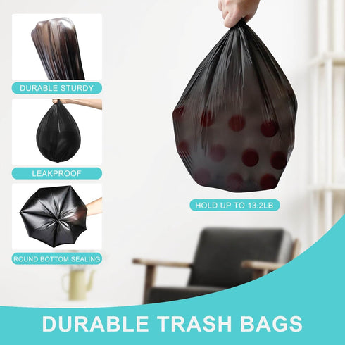 Small Trash Bags, 4 Gallon, 100 Count, Bathroom Garbage Bags, Extra Strong, Leakproof for Kitchen