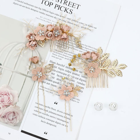 inSowni 20 Pack Bridal Wedding Hair Combs, Dusty Pink & Blue Flower Hair Pins, Floral Accessories