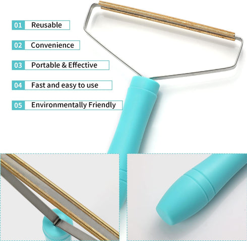 2PC Pet Hair Remover for Couch, Lint Remover, Manual Dog Hair Remover for Clothes, Cleaner Pro Pet Hair Remover, Lint Shaver, Cat Hair Remover for Furniture, Carpet Rake Scraper, Blue
