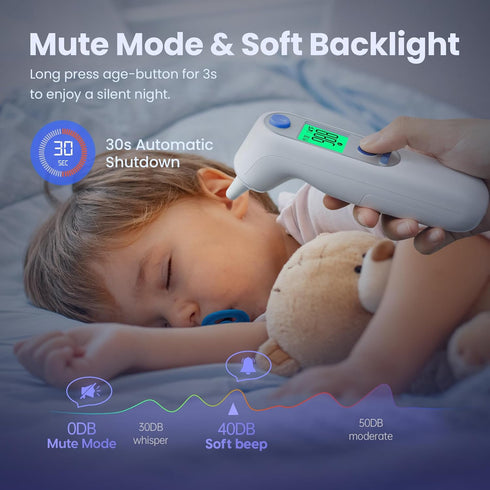 Digital Ear Thermometer for Kids and Adults - High Accuracy Baby Thermometer with 1s Result, 30 Memory Recall, 21 Probe