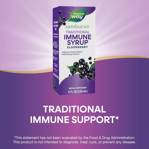 Nature’s Way Sambucus Elderberry Traditional Immune Syrup - 4 Fl Oz, Highly Concentrated Black Elderberry Extract