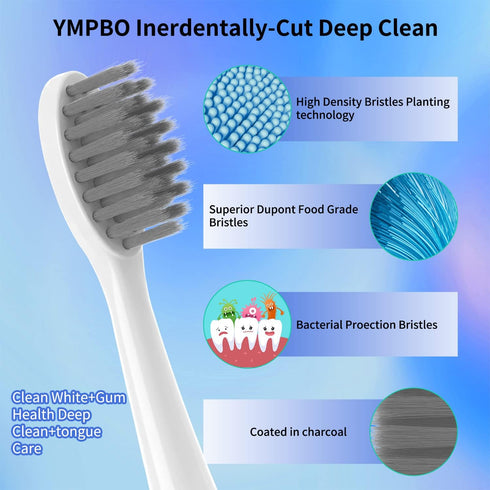 10 Pack Replacement Toothbrush Heads for Burst Electric Toothbrush, YMPBO Deep Cleaning Bristle Design, White