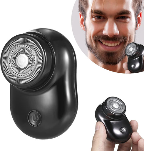 Mini Shaver Portable Electric Shaver - Cordless Rechargeable Rotary Shaver for Men's Beard Shaving (Black)