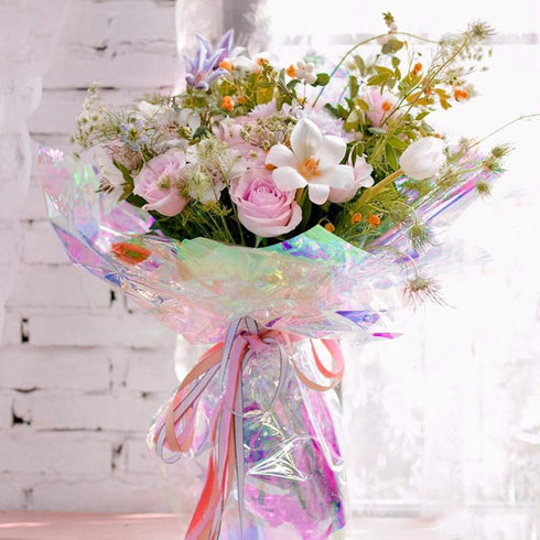 Bskifnn 20pcs Clear Cellophane Wrap Paper Rainbow Color for Gift Candy Package, Flower Wrapping 20.5" x 23.6"