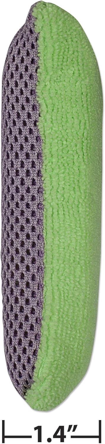Double-Sided 2-in-1 Microfiber Sponge, Reusable Cleaning Scrubber for Kitchen and Bathroom, Heavy-Duty Scouring