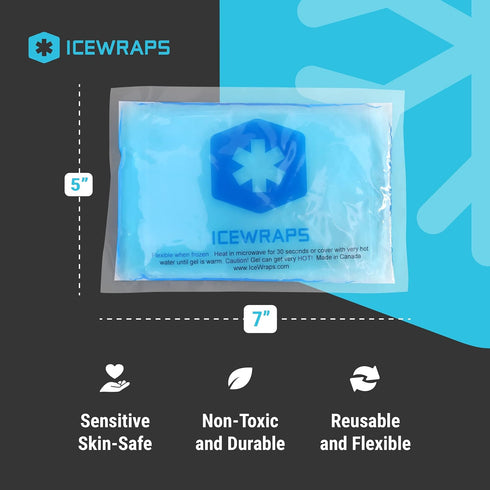 ICEWRAPS 5x7 Gel Ice Packs - Reusable Hot Cold Gel Pack for Injuries and Pain Relief, Pack of 4