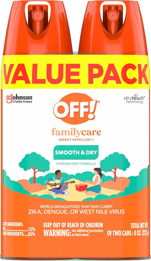 OFF! Family Care Insect & Mosquito Repellent, Bug Spray with 15% DEET, Protects Against Mosquitoes, 4 Oz, 2 Count