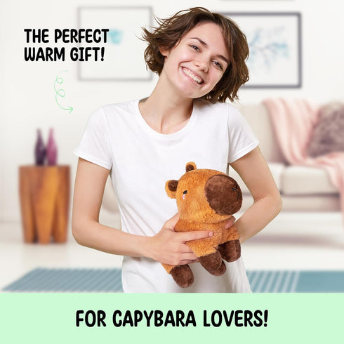 Capybara Microwavable Unscented Heating Pad, 1.5 lbs Plush Heatable Pillow for Women and Kids, Cute Cozy Stuffed Animal