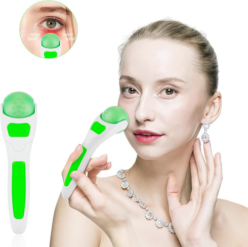 Ice Roller, Face Roller 2 PCS, Massage Tools with Mini Roller for Eye, Face and Body, Green
