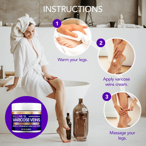 Varicose Vein Cream for Legs - Improves Blood Circulation, Reduces Spider Veins and Heaviness, 2 Oz