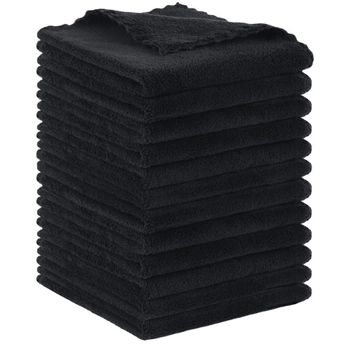 SUNLAND Microfiber Face Cloth, Reusable Makeup Remover Facial Cleansing Towel, 12 Pack Black